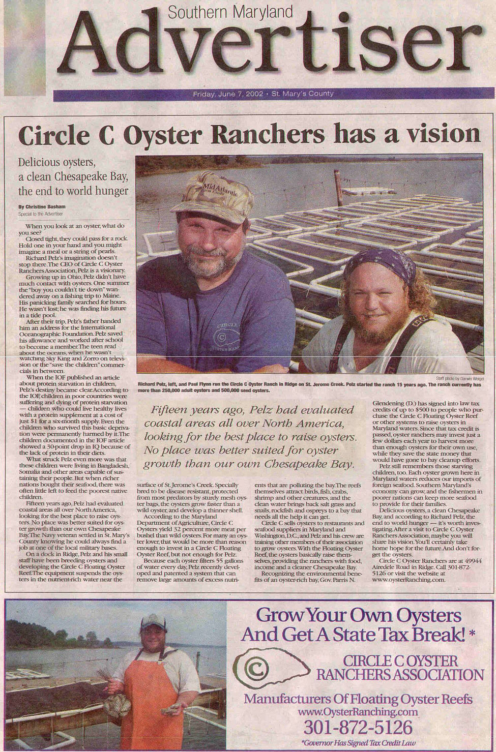 Southern Maryland Advertiser article.